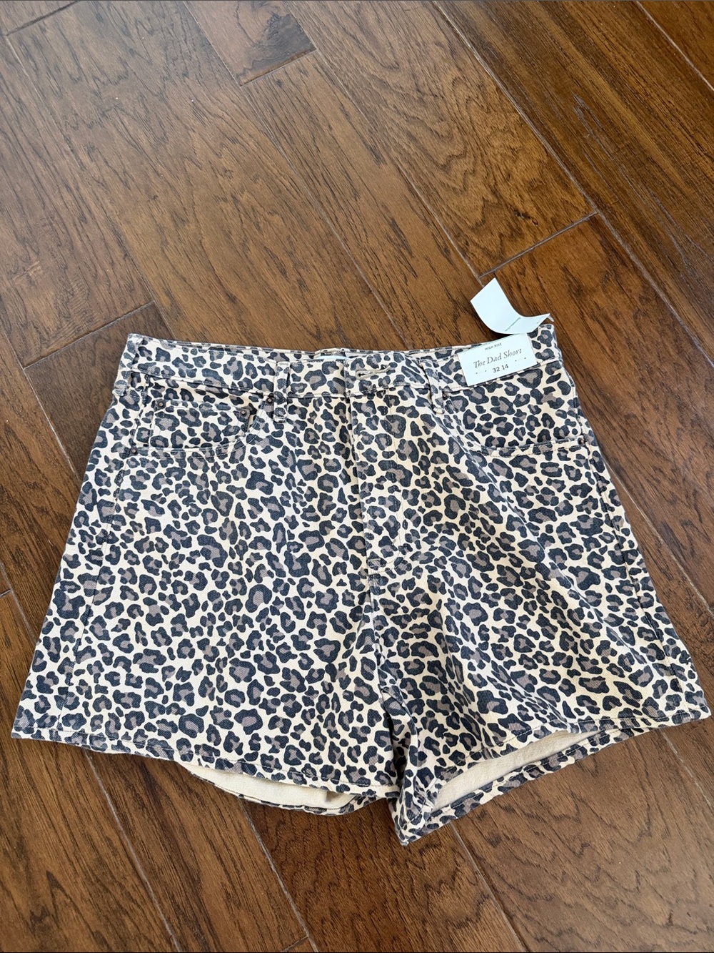Abercrombie & Fitch Leopard Print Jean Shorts - Beige and Black